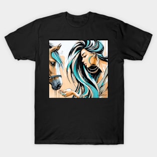 Queen and her horse by Charlotte VanRoss (cvanross ) T-Shirt